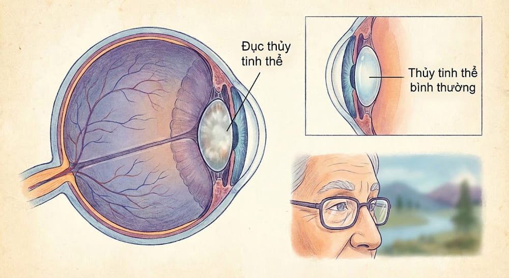 người già mắt bị mờ